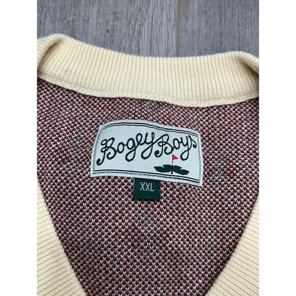 NWOT Bogey Boys by Macklemore Men's Diamond Vest Sweater V-Neck Yellow Size XXL - Picture 5 of 7